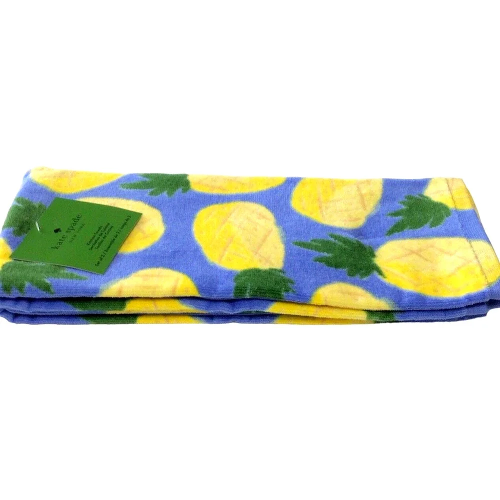 Kate Spade New York Set of 2 Kitchen Towels Pineapples Cotton 17x28